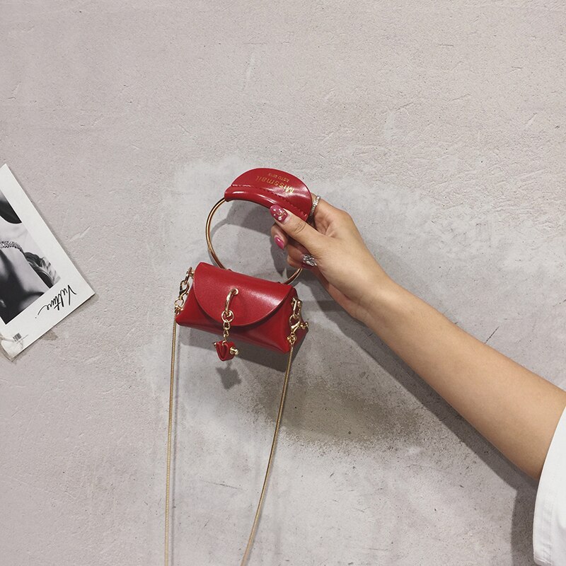 Dames mini tote bag zomer leren dames handtas ketting schoudertas messenger bag bolsos mujer: 13 cm rode