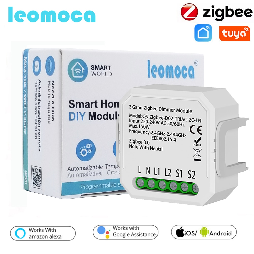 Tuya Zigbee Smart Switch Dimmer Module 110-240V Home Automation module Voice Control Work With Google Home/Alexa/Siri