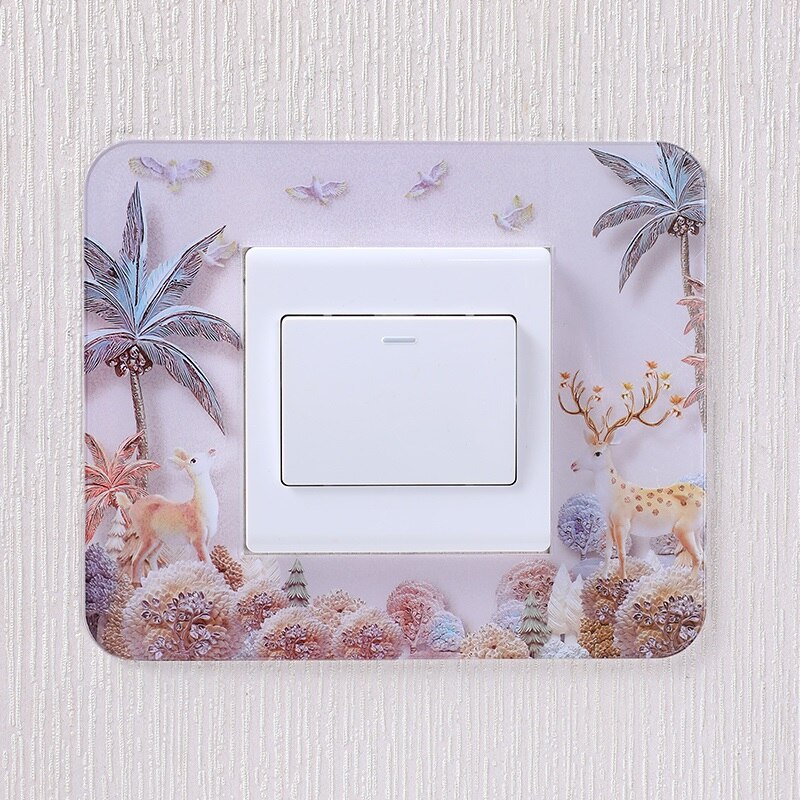 Pegatinas acrílicas para interruptor de enchufe, pegatinas de pared de estilo chino múltiple, decoración del hogar, sala de estar, placa de cubierta de interruptor de luz: Q