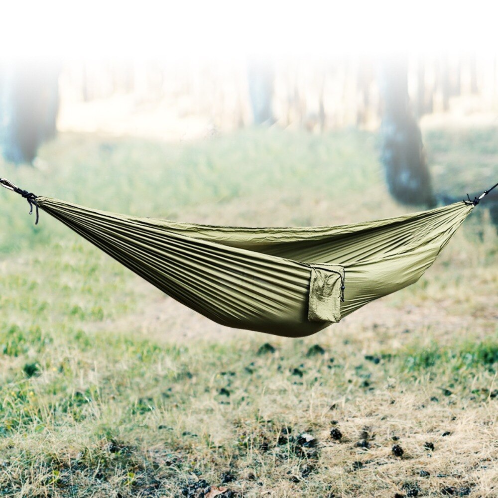 Pojedynczy i podwójny hamak kempingowy z hamakiem opaska na drzewo 260*140cm przenośny nylonowy hamak spadochronowy robić podróży z plecakiem