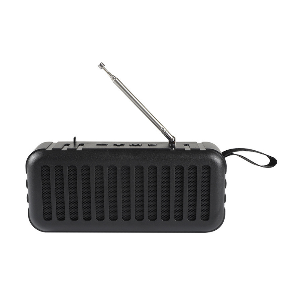 Outdoor Solar Powered Wireless Speaker Bluetooth-compatible Portable Wireless Stereo Loudspeaker FM Radio LED Flashlight: Black
