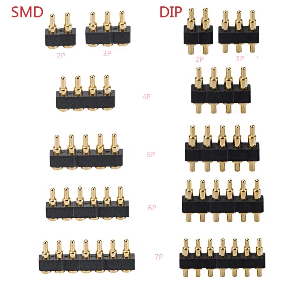 5 pcs SMD DIP Pogo pin connector Pogopin Battery Spring Loaded Contact Test Probe Power Charge Header Pins 2.54 Grid 7.0mm High