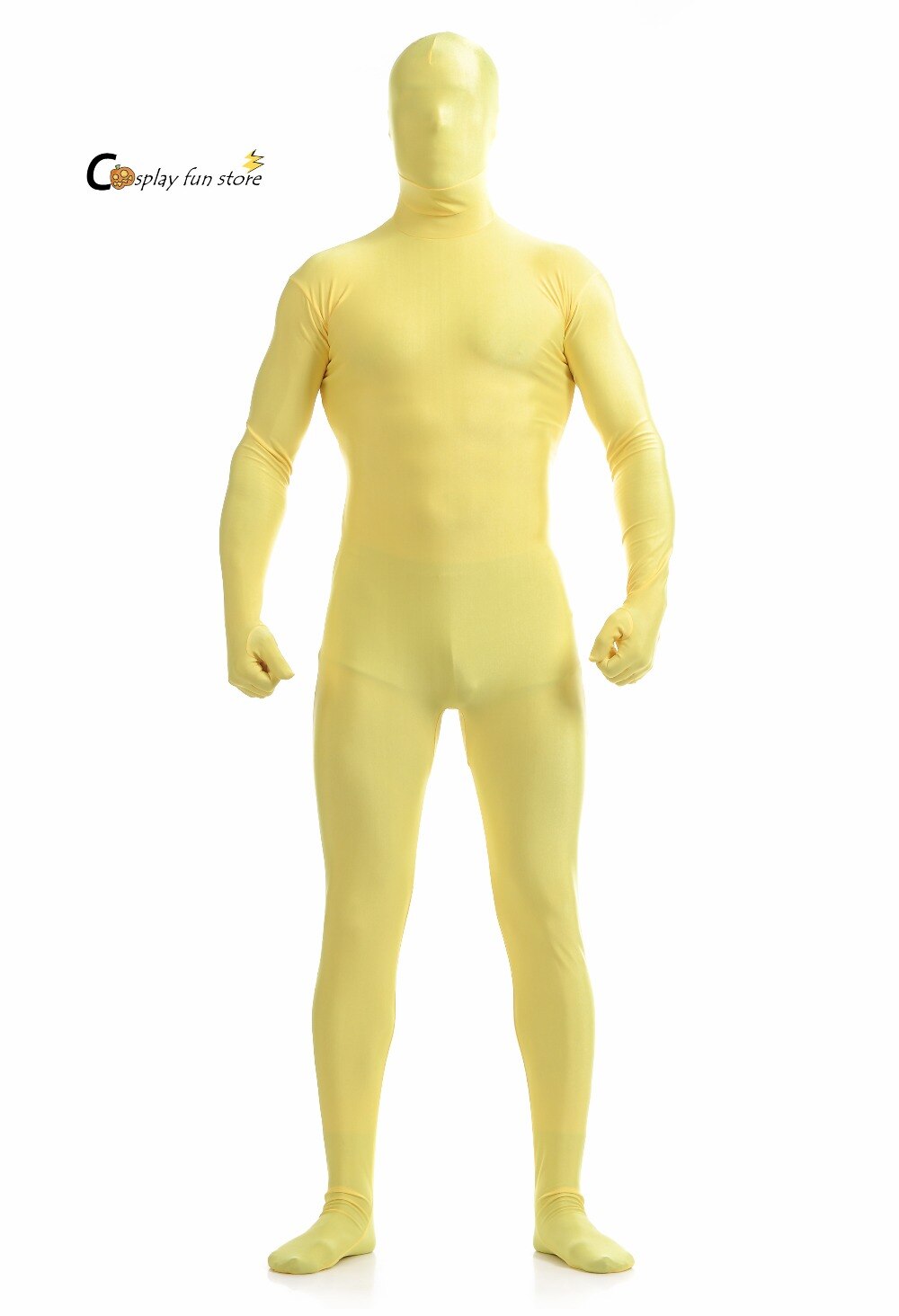 Adult Full Body Spandex Lycra Zentai Suit Yellow Tight Suits Pure Color Halloween Party Unitard can be tailor-made
