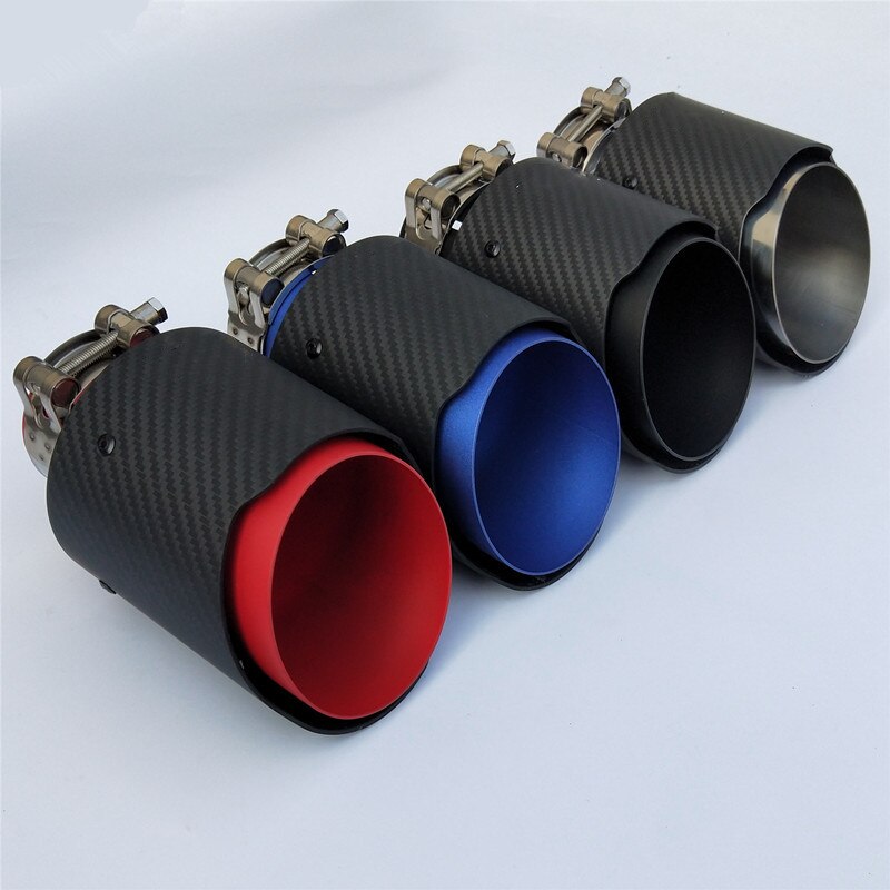 Carbon Fiber Staart Keel 80Mm Inlaat 101Mm Outlet Staight-Sided Matte Uitlaatpijp Tip Fit Voor Mazda CX5 CX4