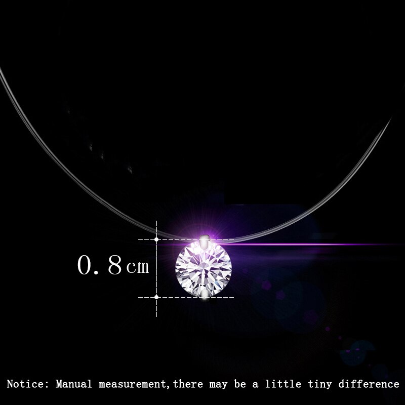 8 Color 6MM Pink White Red Zircon Chokers Necklaces Transparent Fishing Line Simple Pendant Necklace Jewelry For Women: 8MM Silver