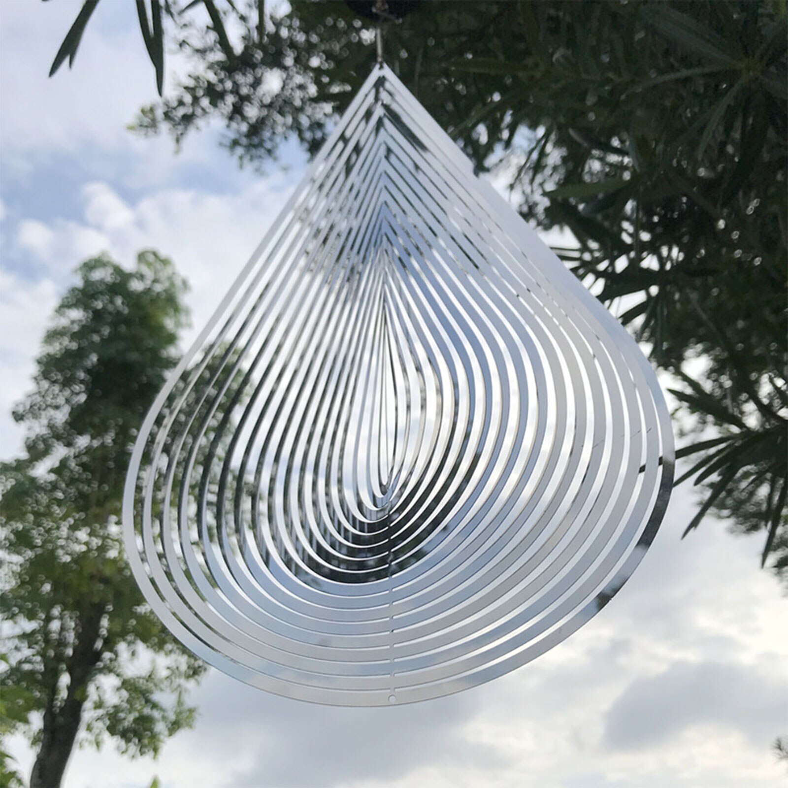 Water Shaped Wind Spinner Stainless Steel 3D Rotating Wind Chimes for Indoor Outdoor Newest Garden Supplies