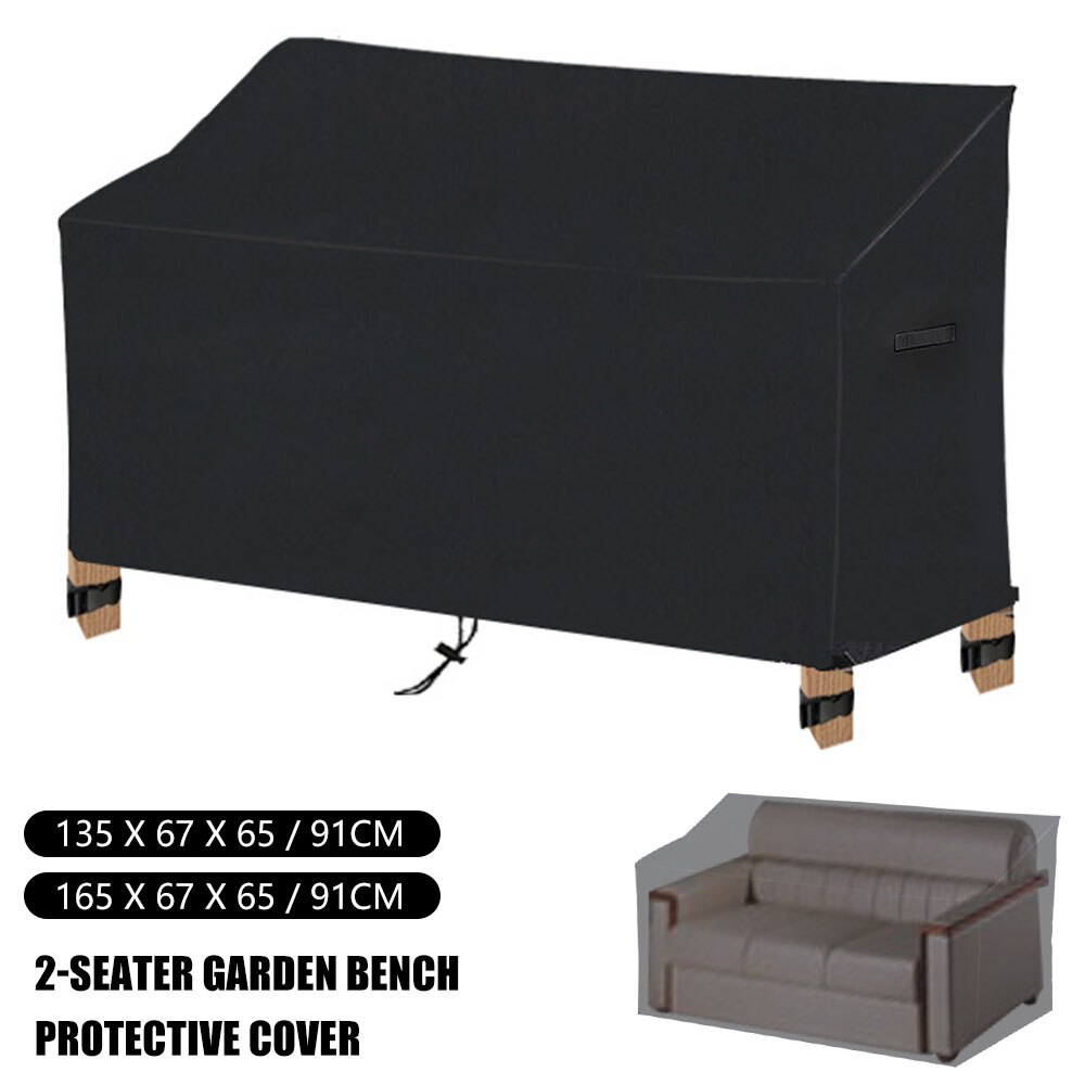 2-Seater Garden Bench Protective Cover Outdoor Waterproof Windproof UV Resistant Couch Furniture Sofa Cover with Side Tie Straps