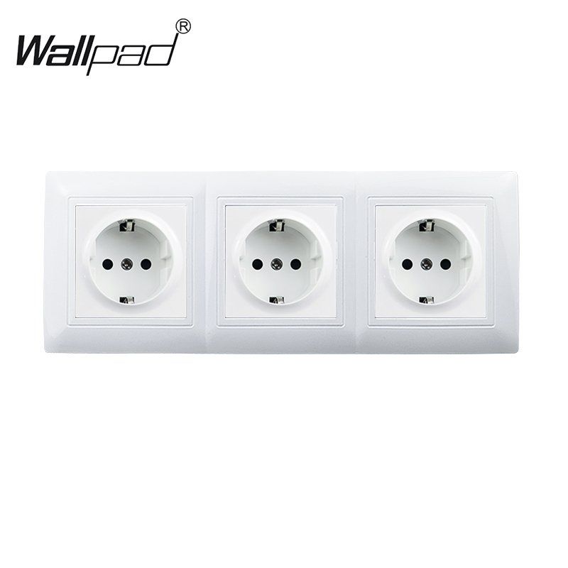 16A presa a muro quadrupla EU telaio in vetro cristallo 4 prese elettriche presa bianca nera dorata grigia 110V 250V per la casa: Tipo9