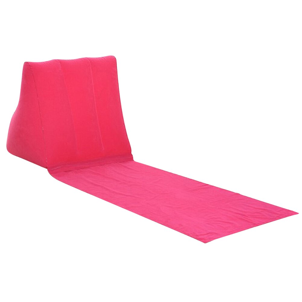 PVC Inflatable Beach Mat Camping Lounger​ Waterproof Back Pillow Triangle Cushion Chair Seat Air Bed OutdoorTravel Accessories: Pink