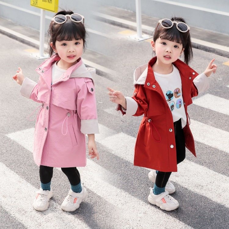 Herfst Winter Mode Baby Meisjes Trenchcoat Jas Kids Bovenkleding Hooded Windbreaker Kinderen Kleding Voor Meisjes W528