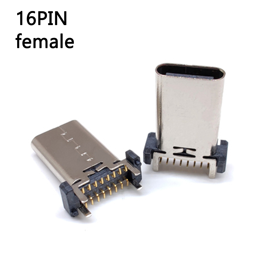 2-5 pcs 16- pin smt socket plug micro usb type-c female four-legged board vertical sticker for samsung lenovo huawei zte etc.