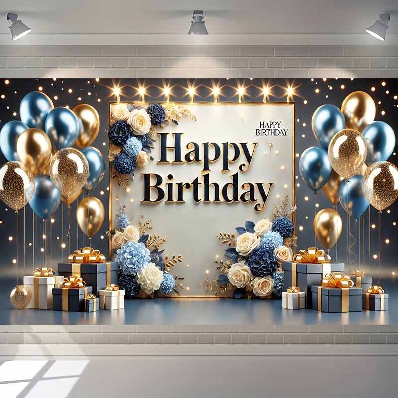1 peça banner de festa de feliz aniversário, adequado para festas de aniversário, adereços fotográficos, decoração de fundo de mesa de bolo