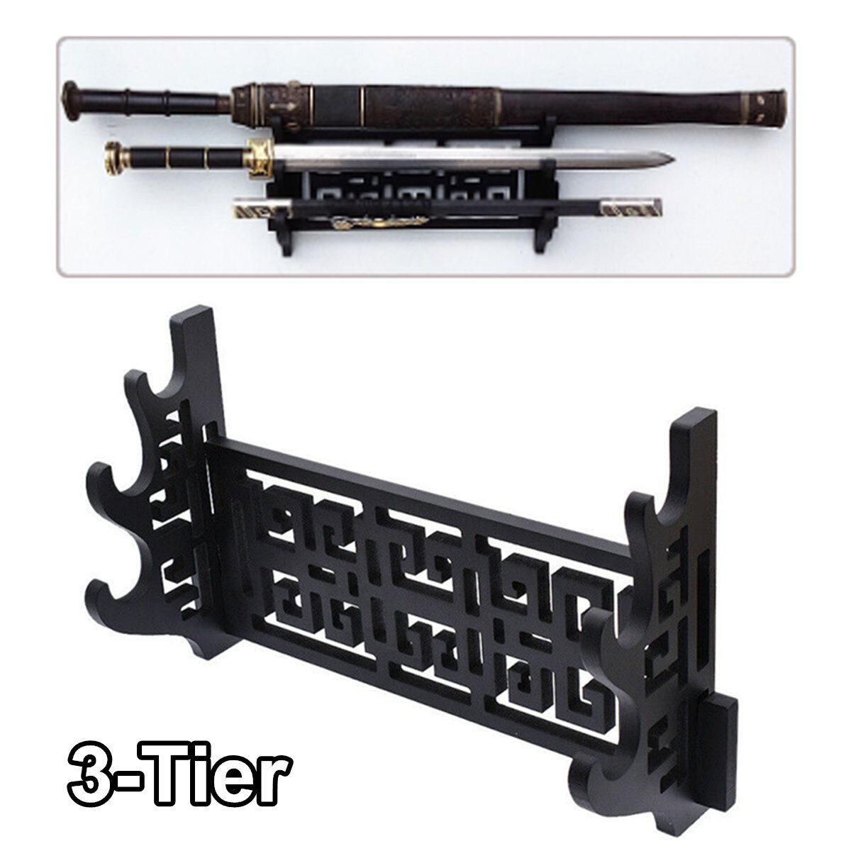 Sword Rack Brackets 3 Tier Vintage Sword Bracket Wall Mounted Sword Di... – Grandado
