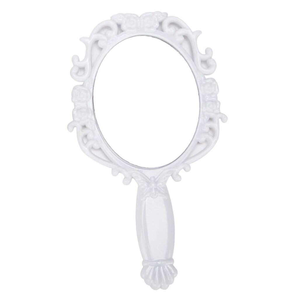 1 Piece White/Black Hand Held Mirror, Round Makeup Hair Dressing Mirror for Home Salon Use: White
