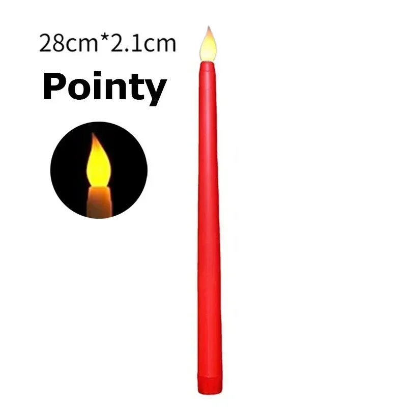Bougies LED longues sans flamme, 1/6 pièces, bougies pointues, alimentées par batterie, bougies scintillantes, décoration de fête de noël: WHITE / Gris clair