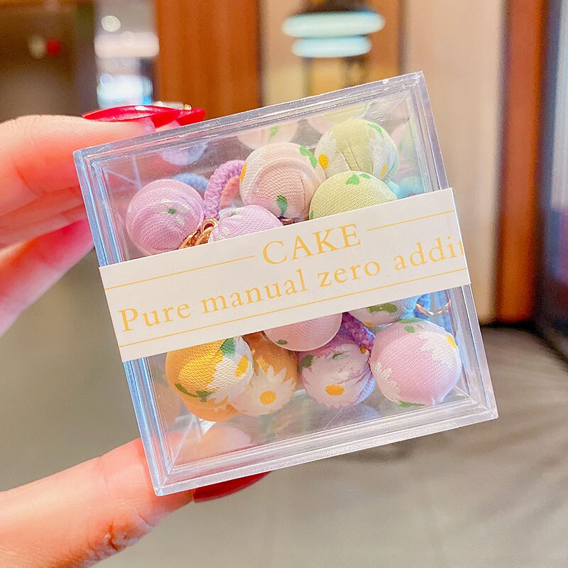 10/20/30PCS/Set Girl Cute Boll Flower Elastic Hair Bands Mini Hair Ring Ponytail Holder Scrunchies Kid Princess Hair Accessories: 02