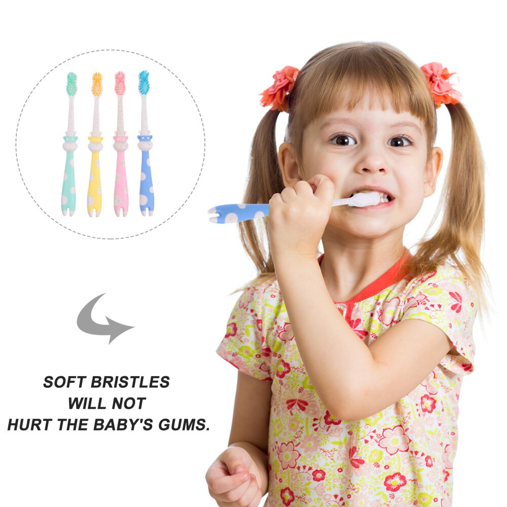 4Pcs Stro Tandenborstel Nylon Tandenborstel Baby Flexibele Tandenborstels