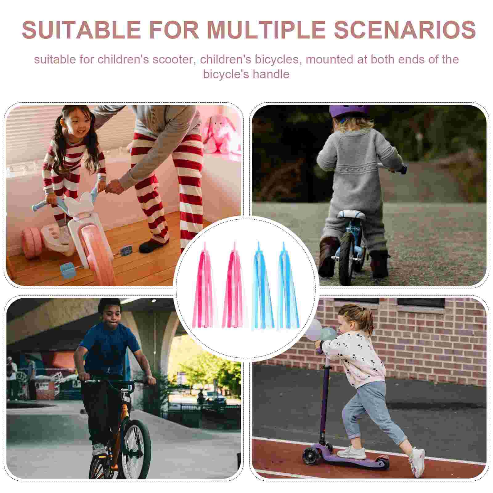 2 Pairs of Bike Color Streamers Delicate Handlebar Ribbon Bike Handle Streamer