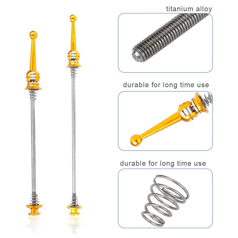 Bicycle Skewers 1 Pair Ultralight Titanium Quick Release Bicycle Hub Skewers for MTB Road Bike