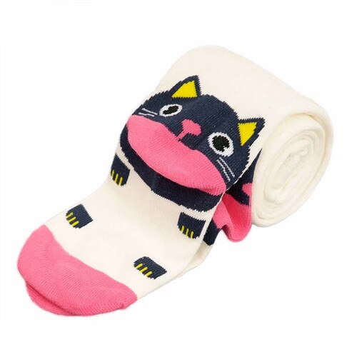 LAWADKA Baby Meisjes Panty Winter Herfst Warm Katoenen Panty Kinderen Panty Meisjes Cartoon Kat Leuke Panty Katoen Kinderen Panty: WHITE