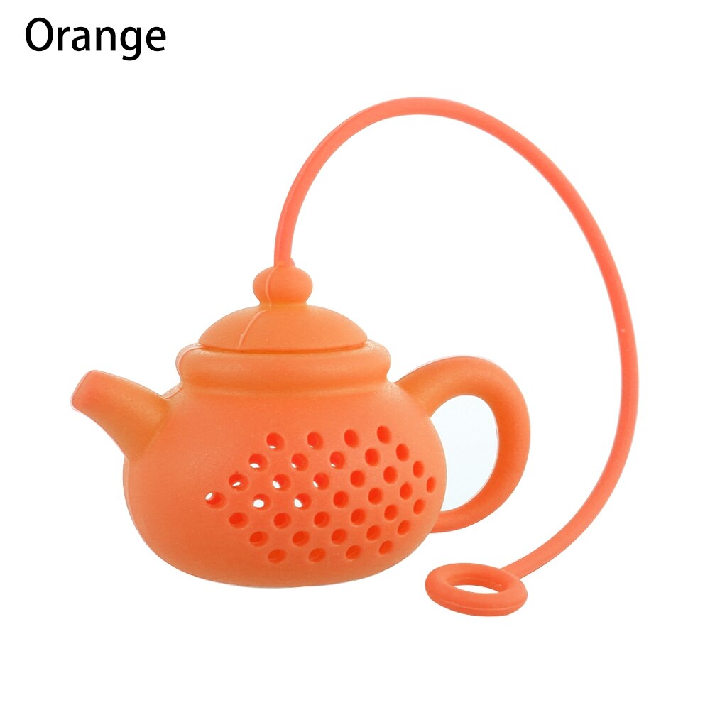 1pc duurzame siliconen thee-infusers in theepotvorm, theefilters, zeefjes, diffusers, theeaccessoires, keuken- en eetgerei.: Oranje