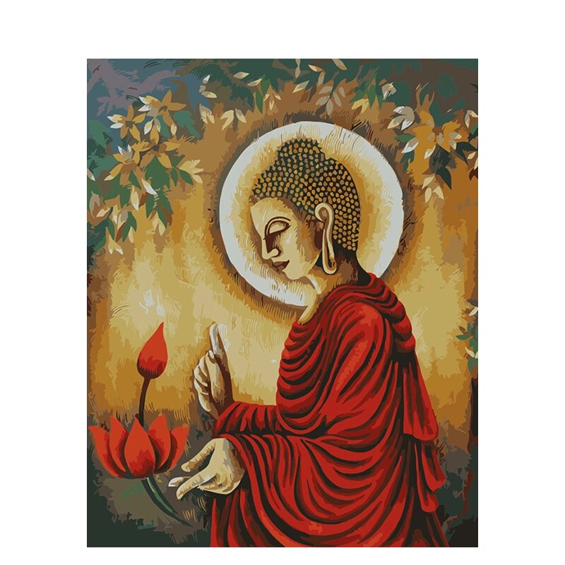 Cuadros de Buda, lienzo, pintura diy al óleo con números, pintura personalizada por conjunto de números, decoración de pared, artes de siete paredes