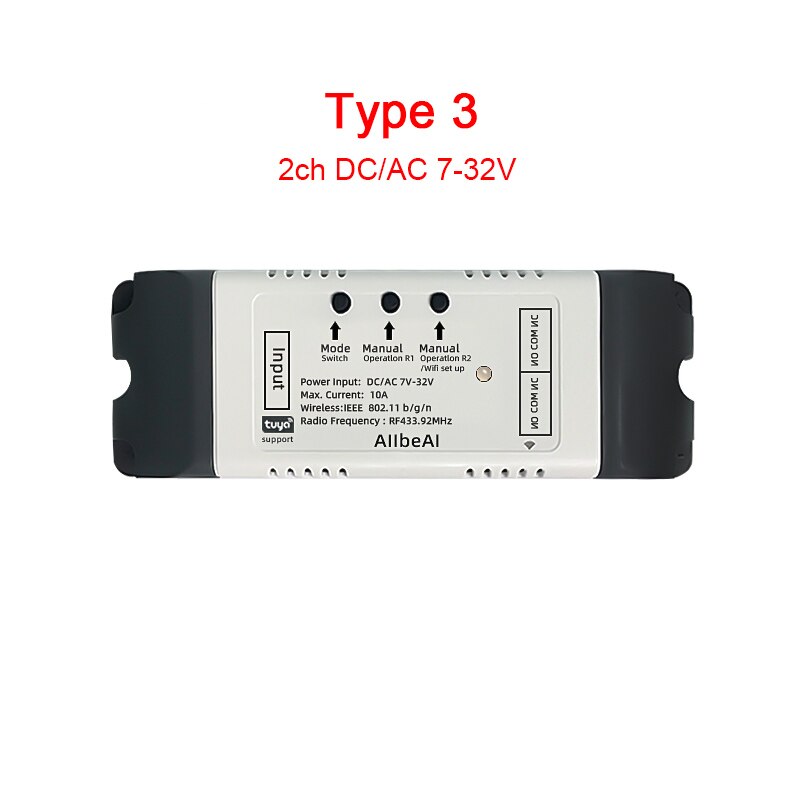 Módulo inteligente Tuya Life DC5V, interruptor con Wifi, 12V, 24V, 32V, modo inching, RF433, Control remoto, funciona con Alexa y Google Home: Type3