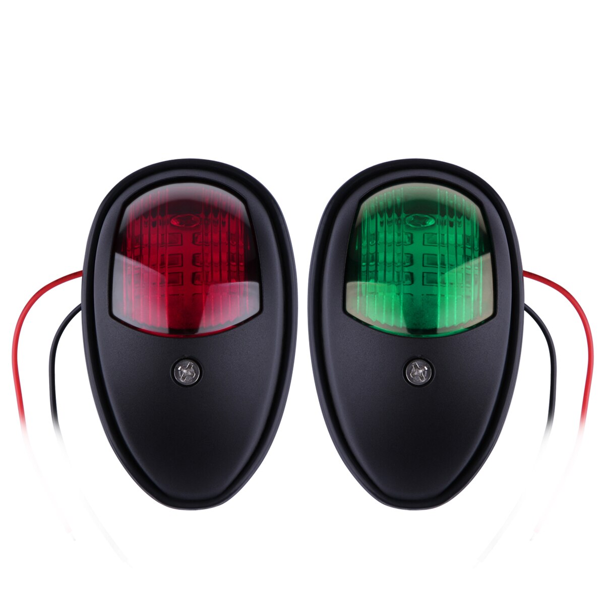 2 stk 12v led navigationslampe marine bagbord og styrbord lys til båd / yacht rustfrit stål: Sort