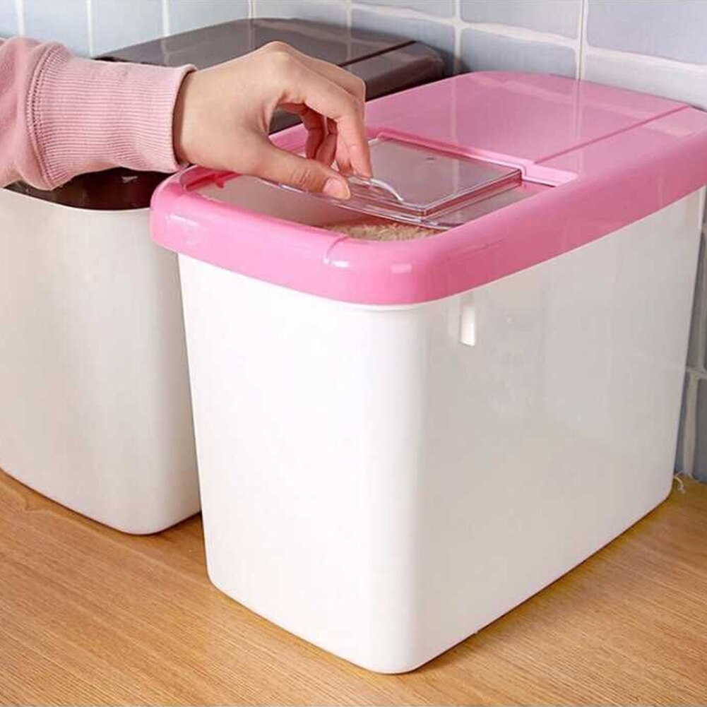10kg Rice Storage Box Plastic Storage Cases Kitchen Food Storage Container Grain Cereal Dispenser Kitchen Storage Organizer