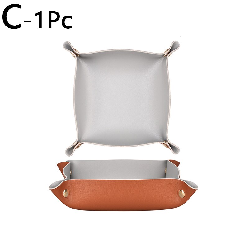 nordisch Stil Faux Leder Ablage Kasten Multi-zweck Druckknopf Schmuck Kosmetik Schlüssel Platte Platz Schreibtisch Organisation: C-M