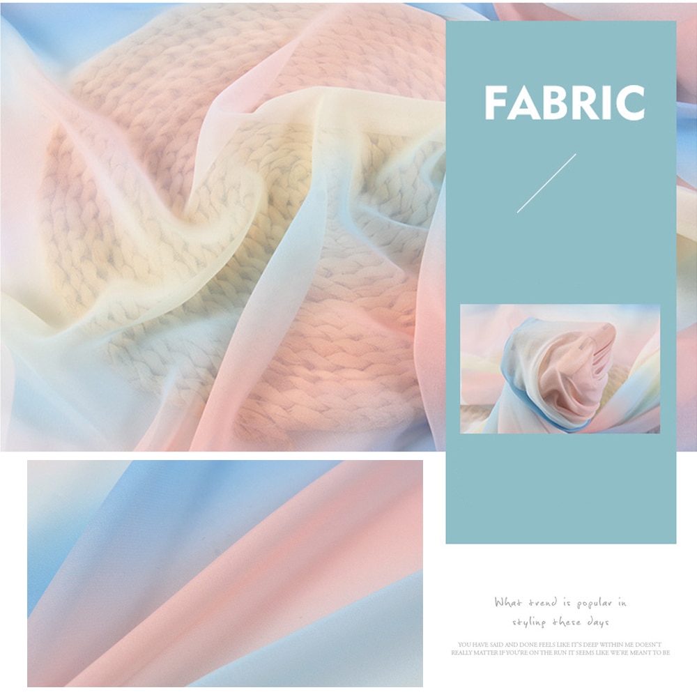 Ombre szyfonowa tkanina z 3 tonowym gradientem na sukienka na studniówkę jednoczęściowy Han chińskie sukienki szalik kurtyna odzież suknia na lato