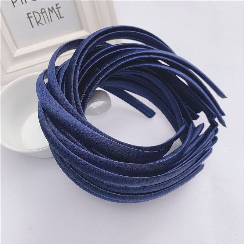 10pcs/lot Satin Covered Headband 12mm Wider Ribbon Hair Hoop Band Base For Hairbands Making Diy Girls Bow Hairwear Accessories: Navy
