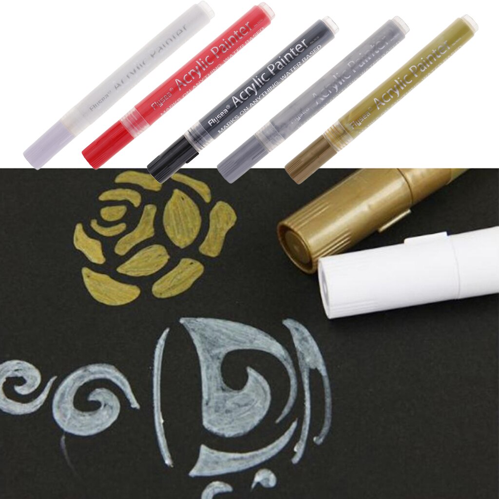 Waterproof Marker Paint Pens, Water Based Paint Marker, Writes on Almost Anything, 5 Colors Choose (141 x 12 mm)