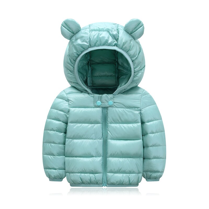 CITRUS Cute Autumn Winter Clothing Children's Thin And Light Cotton Down Jacket Baby Boys Cartoon Hooded Coat Ear Outwear: Cyan / 18-24M