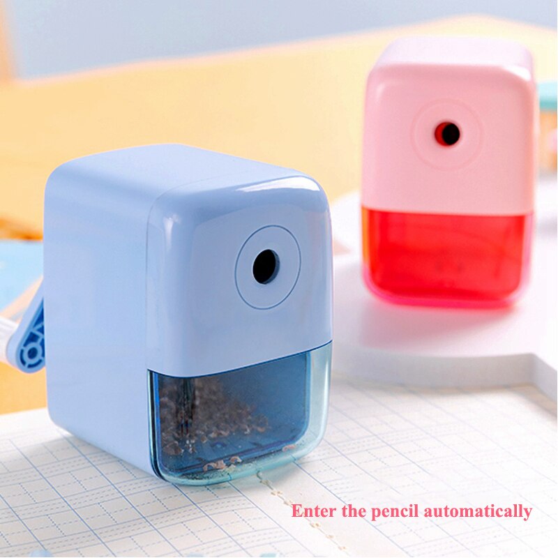 Deli 11158 hand cranked pencil sharpener Student Child pencil sharpner 6.5-8mm OD. pencil sharpener blue pink colors