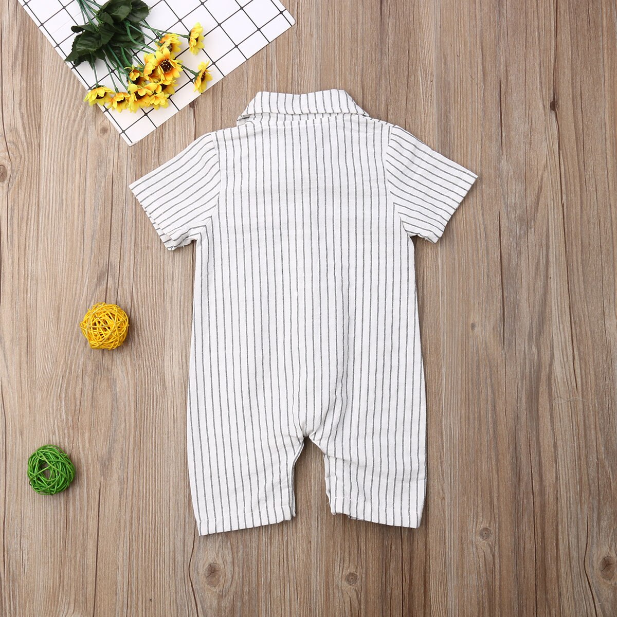baby sommer klær spedbarn baby gutt formell fest bryllup sløyfe romper herre kortermet jumpsuit stripete klær