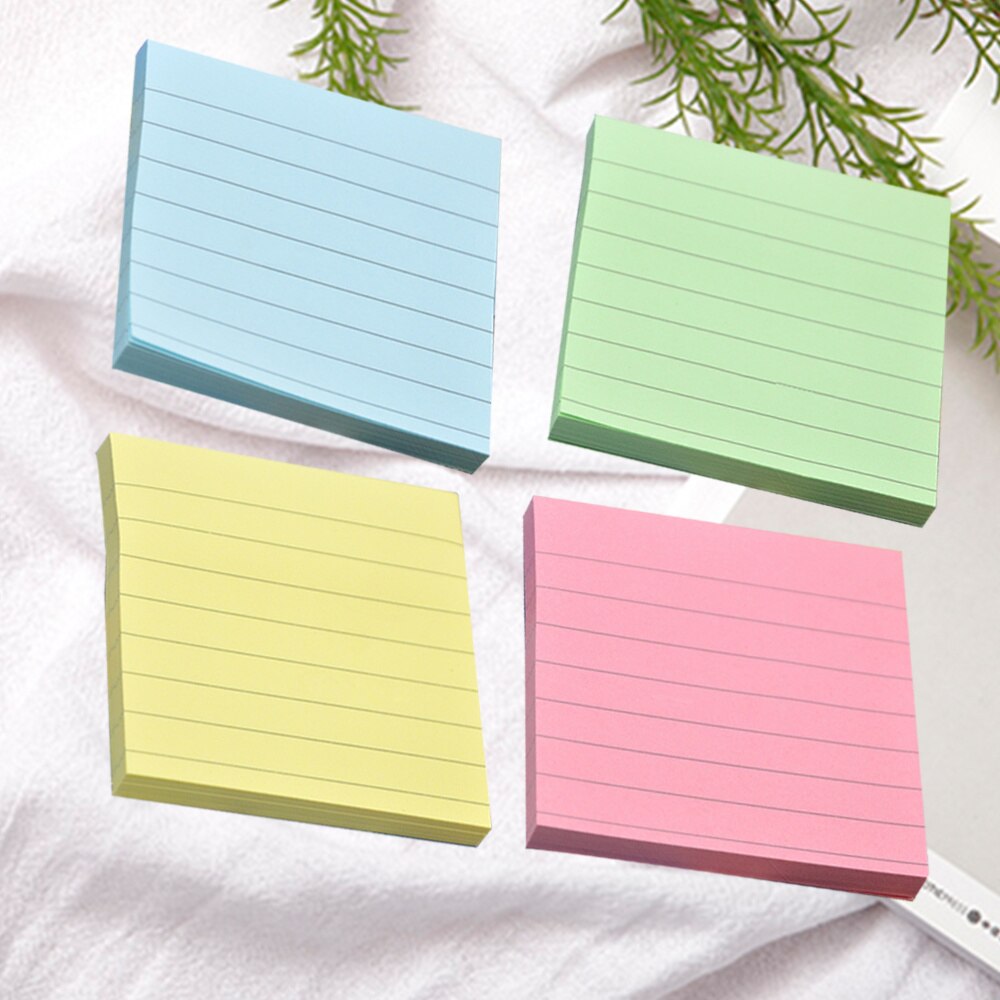 4 Pcs Square Sticky Notepads Striped Sticky Notepads Kraft Paper Memo Pad Candy Color Self-Stick Note Pads Red Yellow Gree
