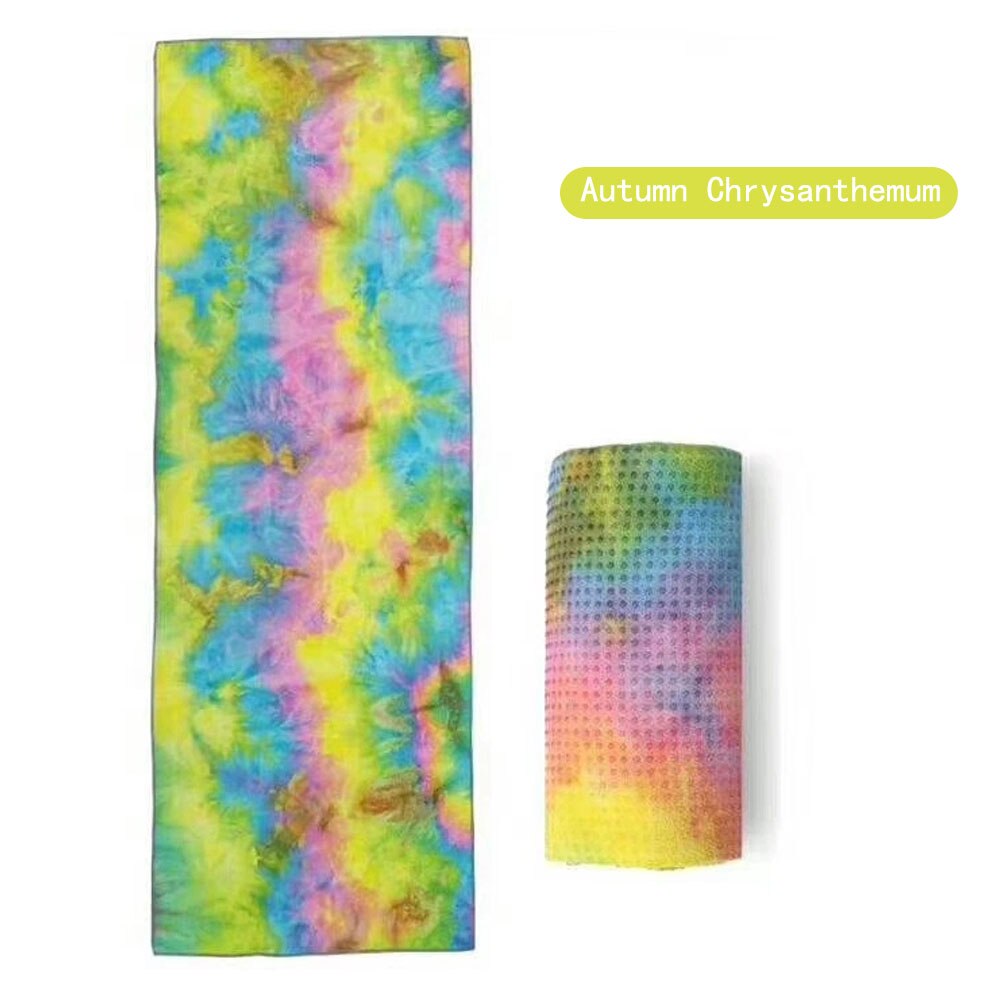 Moonglade yogamåtte yoga forsyninger tie-dye yoga håndklæde sports håndklæde farverigt trykt tæppe håndklæde tykkere skridsikker 183cm*63cm: Efterårs krysantemum