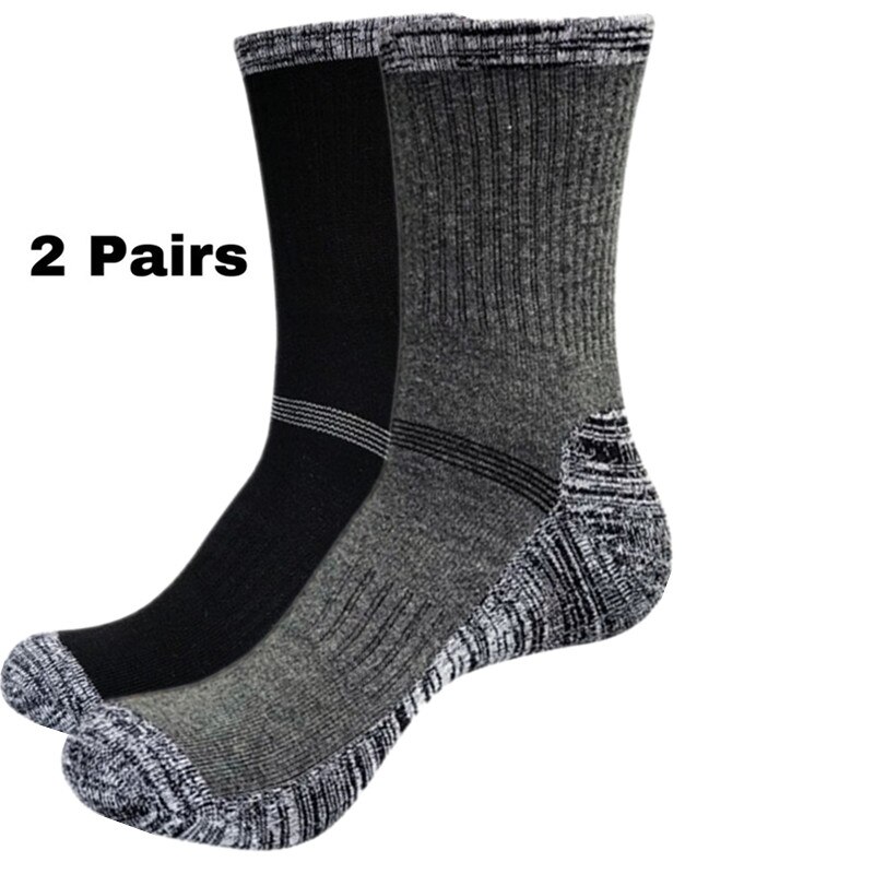 2 Paare Socken Nahtlose Thermische Verdicken draussen Sport Socken Fahrrad Schuhe Wolle Haufen Männer Schlafen Socken Für Männer EU 39-44 Meias: Schwarz DeepGray