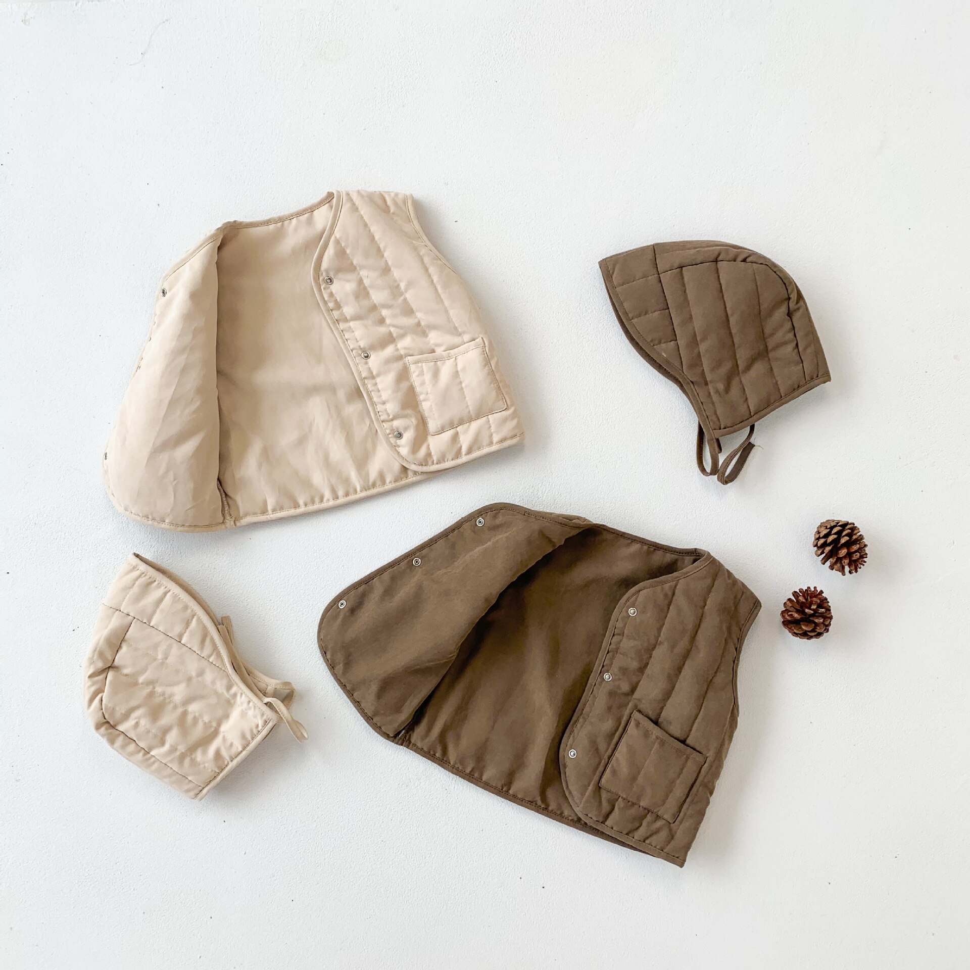Herfst Winter Kinderen Mouwloze Mode Kleding Baby Meisjes Jongens Solid Casual Warme Vesten En Hoed Kids Vesten 6M-3T