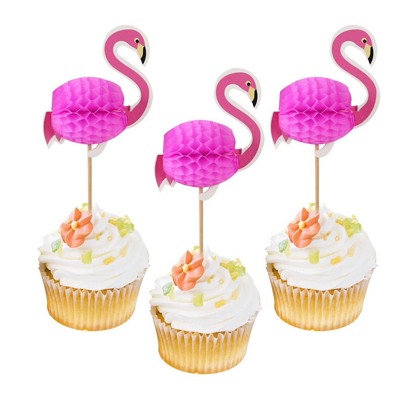 20Pcs Hawaii 3D Flamingo Pineapple Cake Topper Baby Shower Hawaiian Beach Party Wedding Birthday Party Cake Decoration