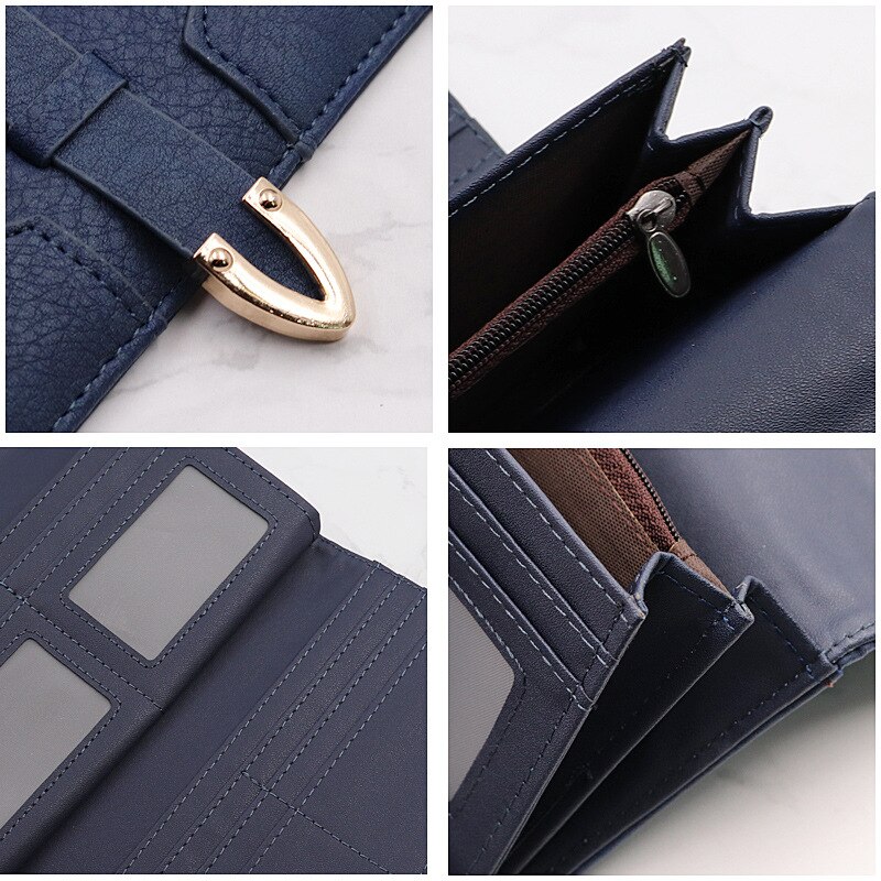 Vrouwen pu leren portemonnee clutch tas voor tienermeisjes minimalistische portemonnee effen kleur vrouwelijke muntzak kaarthouder billetera