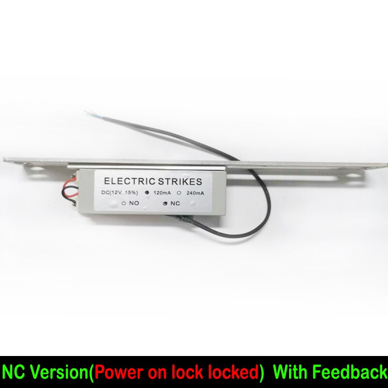 Cerradura de puerta de golpe eléctrico Fail Secure Fail Safe NO NC cerradura de puerta de golpe eléctrico DC12V panel largo puerto Dual: Fail secure Feedback