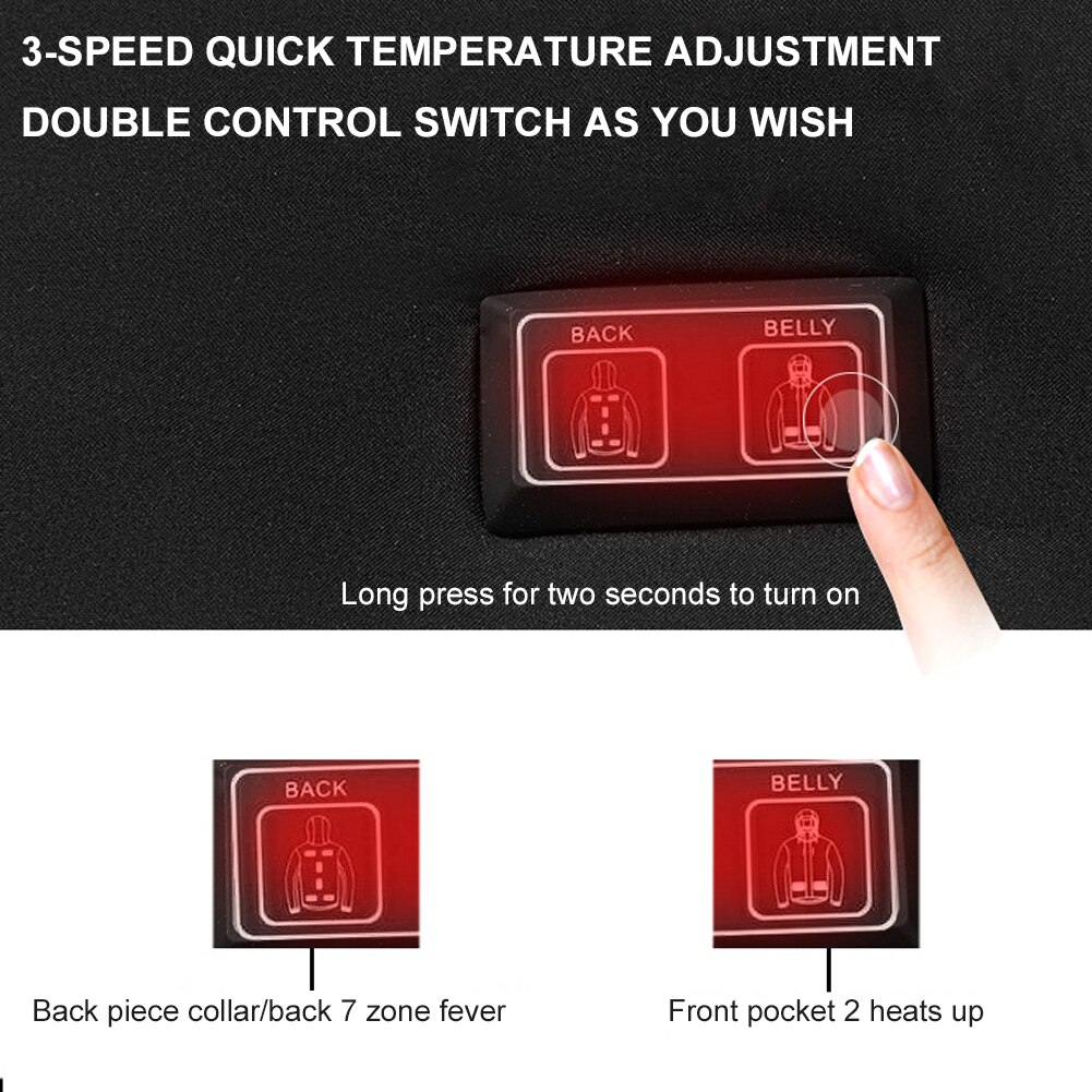 9 Zone Heating Clothing Dual Control Thick Clothes Heating Jacket Heating Cotton Clothing USB Heating Three-Speed Electric