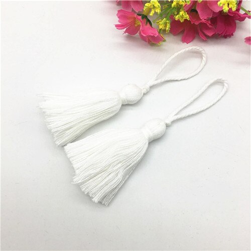 5 stk mini korte hengetau dusker smykker hjem tekstil gardin klær anheng håndverk dusker diy klær dekorasjon materiale: Hvit