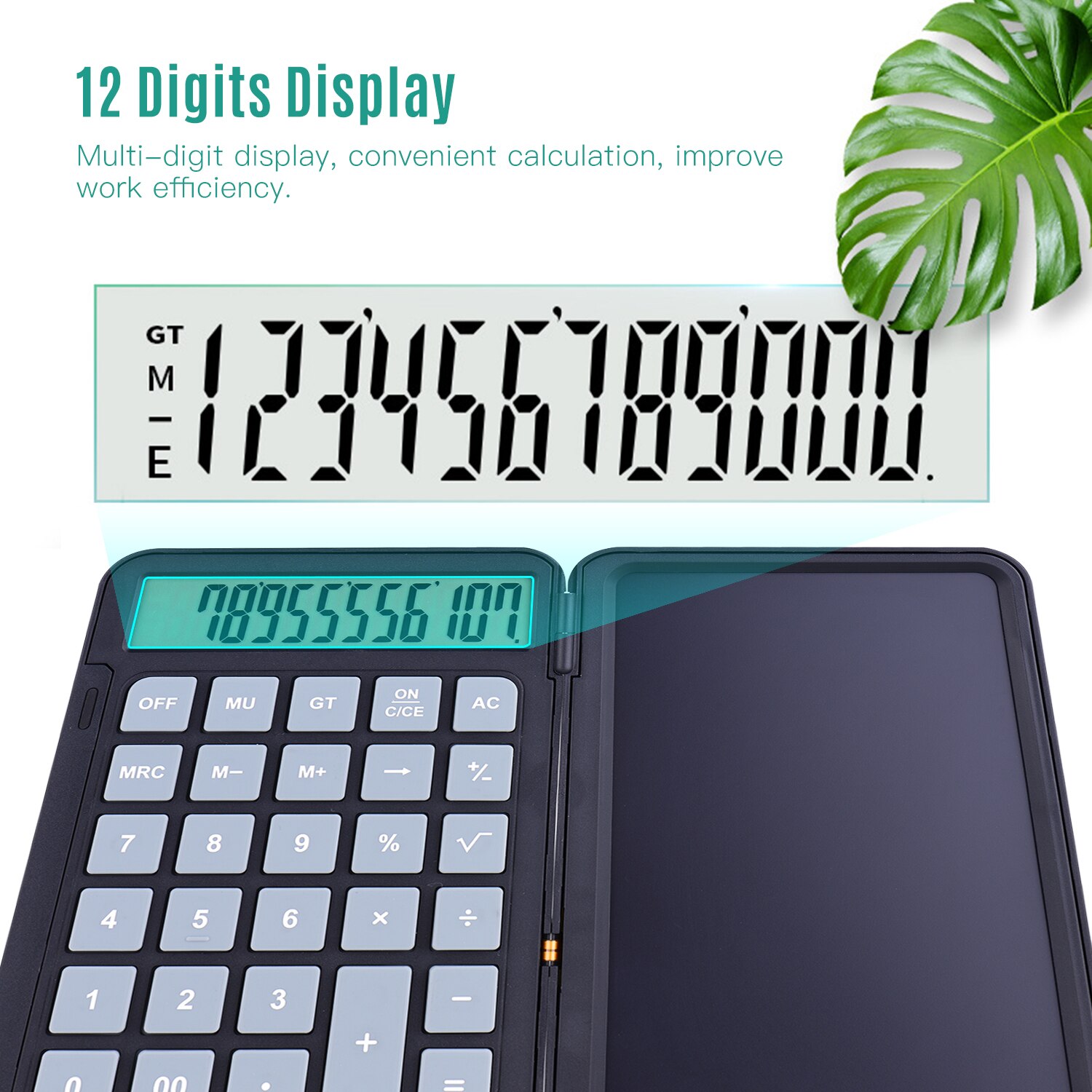 Aibecy Portable Calculator & LCD Writing Tablet Digital Drawing Pad 12 Digits Display with Stylus Pen Erase Button Lock Function