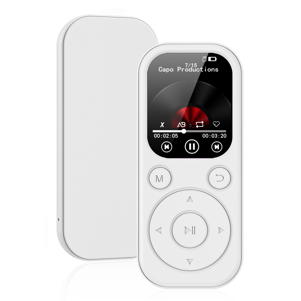 Neuester 1,8 Zoll schlanker MP3-Player Bluetooth 5.4 tragbarer Walkman-kompatibler eBook-Aufnahme-FM-Radio-Musik-Player: WHITE