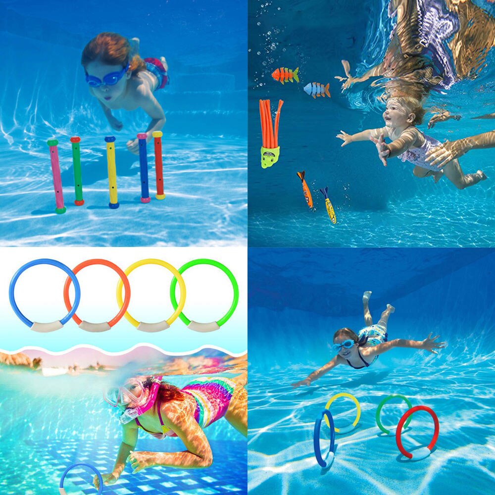 32 Pcs Diving Game Toys Set Rings Treasures Dive Underwater Swimming Pool Kids Summer Torpedo Rocket Throwing Piscina Toy