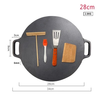 28cm/32cm Cast Iron Pancake Crepe Pan Griddles Non-stick Omelet Egg Frying Pan Flat Barbecue Grill Roasting Plate Top: 28cm