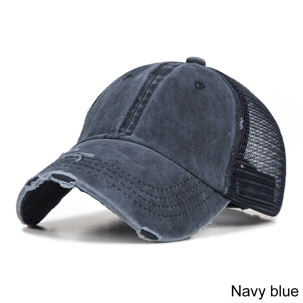 Truenjoy sommer kvinder mesh hestehale baseball cap snapback kasketter til kvindelig sport hat dame ben gorras: Marine blå
